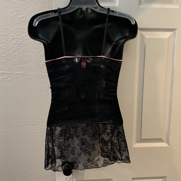Sophie B M Black Pink Lace Lingerie Nightie - Picture 2 of 5